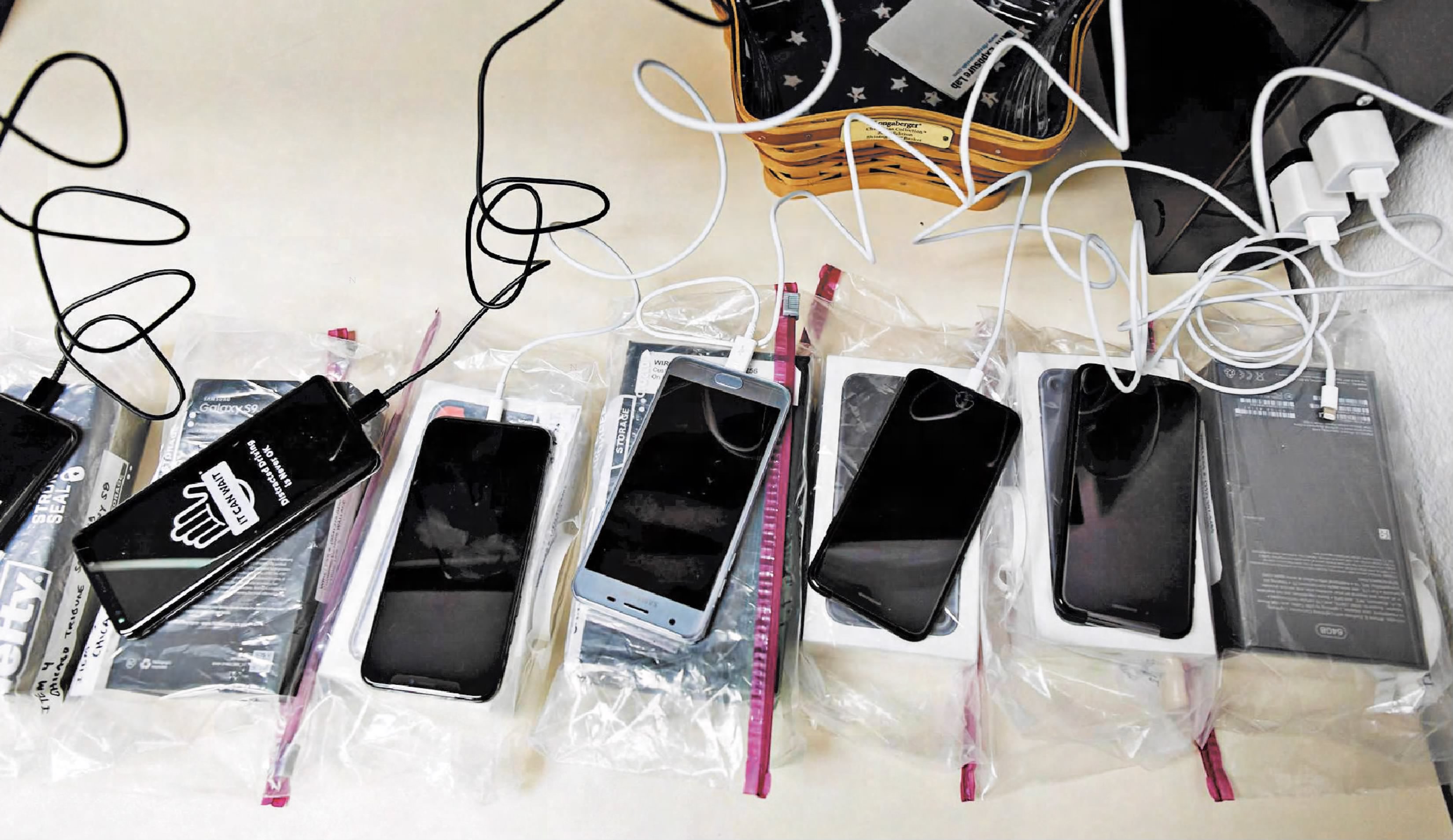 smart phones on table